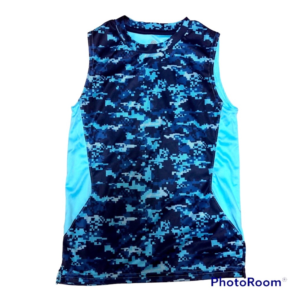 (4 for $15)- Champion Bright-Blue Sleeveless Camo Dri-Fit Tee Size 6/7